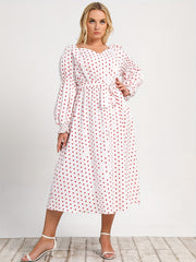  Boho Dress Polka Dot Sweetheart Neck Dress
