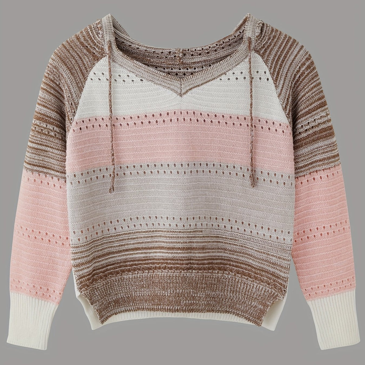  Colorblock Long Sleeve Hooded Sweater