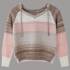  Colorblock Long Sleeve Hooded Sweater