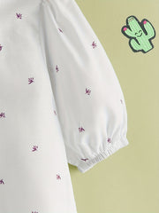 Girls Leaf Print Casual Dress for Autumn & Spring