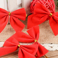 12pcs Red Christmas Bow Decoration for Party Supplies