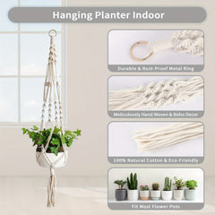 2 Pack Macrame Plant Hanger for Indoor & Outdoor - Hanging Planter