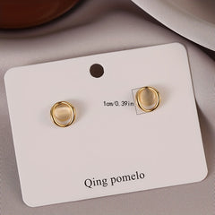 Cat Eye Stone Stud Earrings Western Style Hypoallergenic
