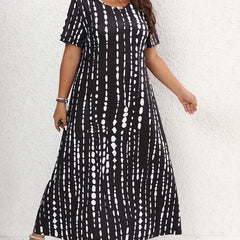  Tie Dye Short Sleeve Maxi Dress