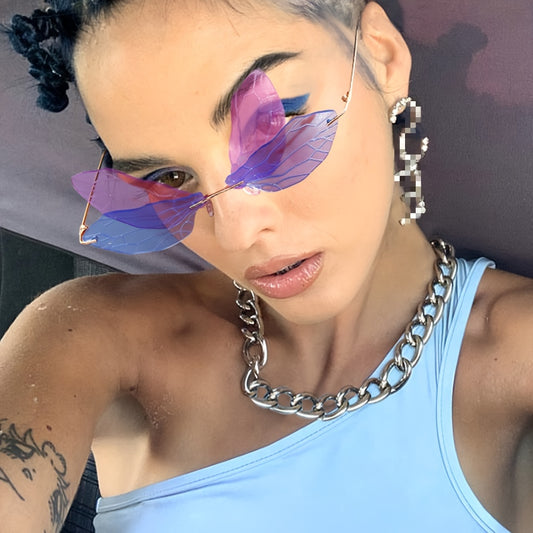 Dragonfly Wings Sunglasses Gradient Lens Funny Catwalk Steampunk