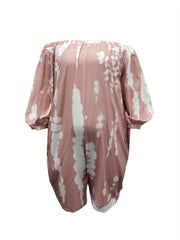  Off Shoulder Tie Dye Sleeve Romper