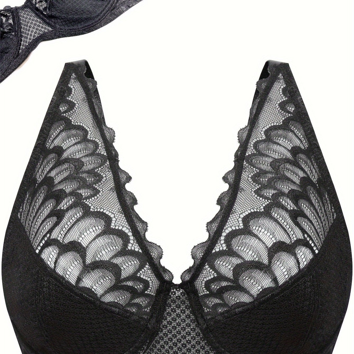  Bra Women's Plus Solid Contrast Lace Medium Stretch Bralette