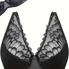  Bra Women's Plus Solid Contrast Lace Medium Stretch Bralette