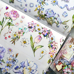 2m Flower Crystal PET Tape Transparent Decorative Stickers Scrapbook