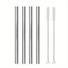 304 Stainless Steel Milk Tea Straw Set 12mm Straight Reusable Durable
