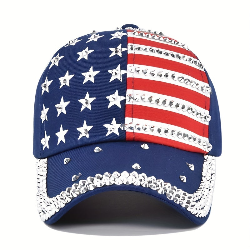Sun Protection Baseball Cap with Artificial Diamond Inlay
