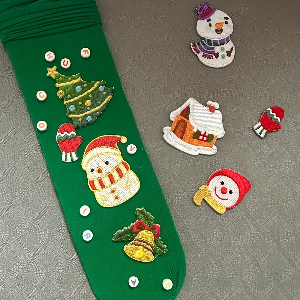 Delicate Snowman Christmas Tree Embroidery Stickers