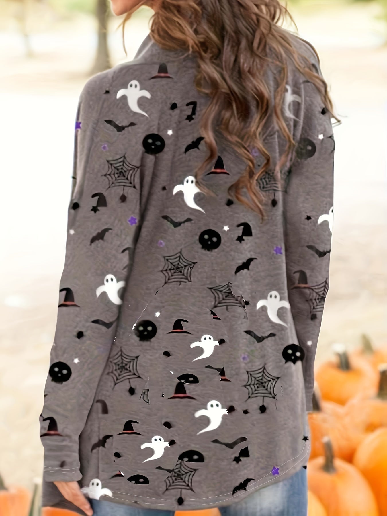  Halloween Cardigan Women Ghost Spiderweb Skull