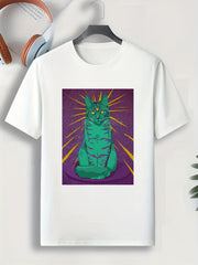 Mythical Cat Print Men's Comfy T shirt - Outdoor Gift For Men