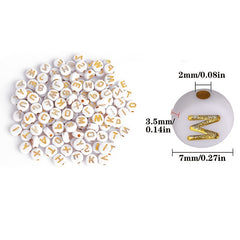 100pcs Mixed Letter Acrylic Beads Round Flat Alphabet Spacer Beads