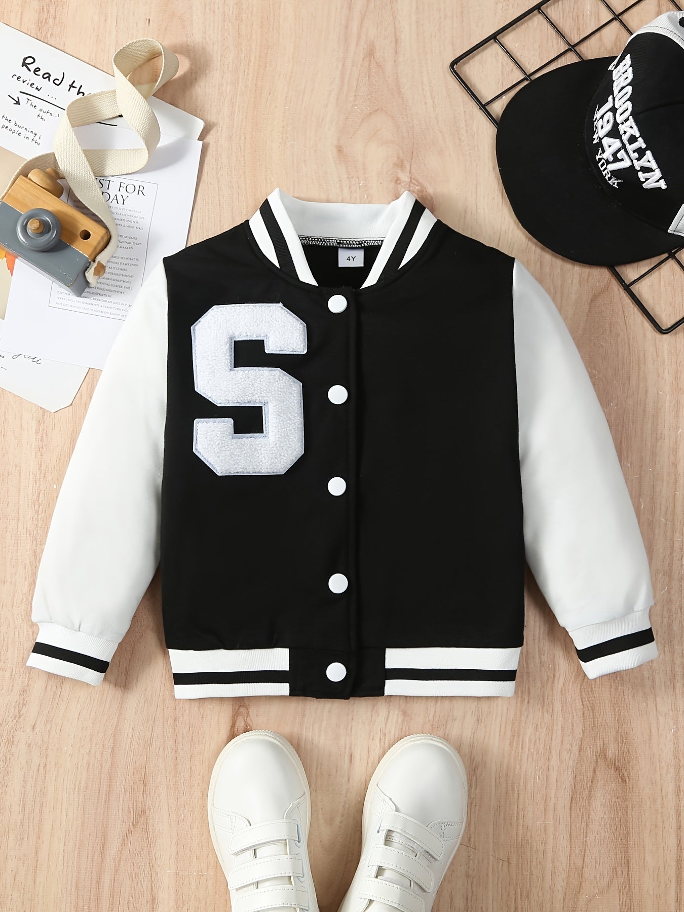 Boys Letter S Varsity Jacket Long Sleeve