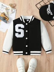 Boys Letter S Varsity Jacket Long Sleeve
