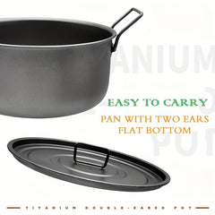 9L Titanium Pot with Foldable Handle & Lid for Camping - Outdoor Tableware