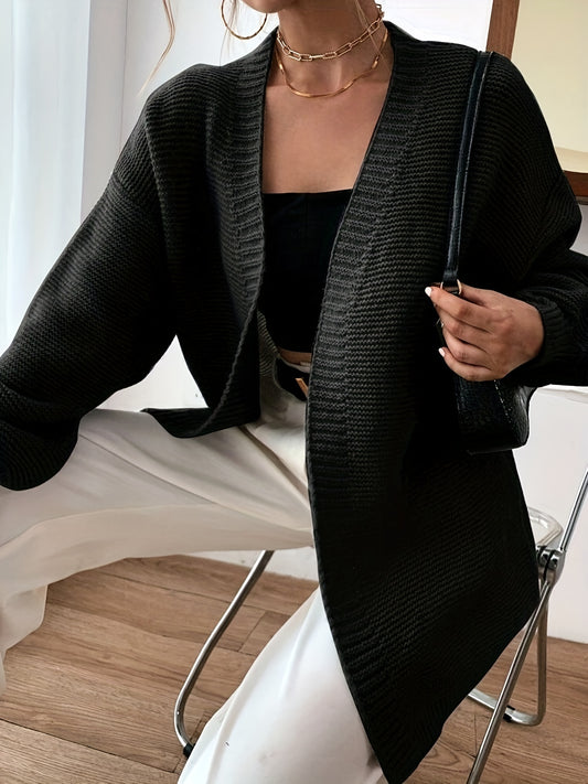  Casual Lantern Sleeve Cardigan Open Front