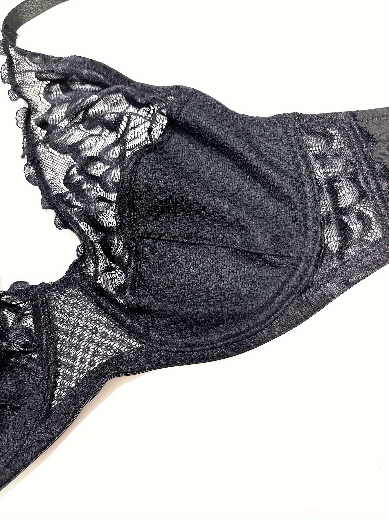  Bra Women's Plus Solid Contrast Lace Medium Stretch Bralette