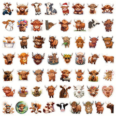 55pcs Cow Sticker for Stationery Cup Laptop Suitcases Refrigerator