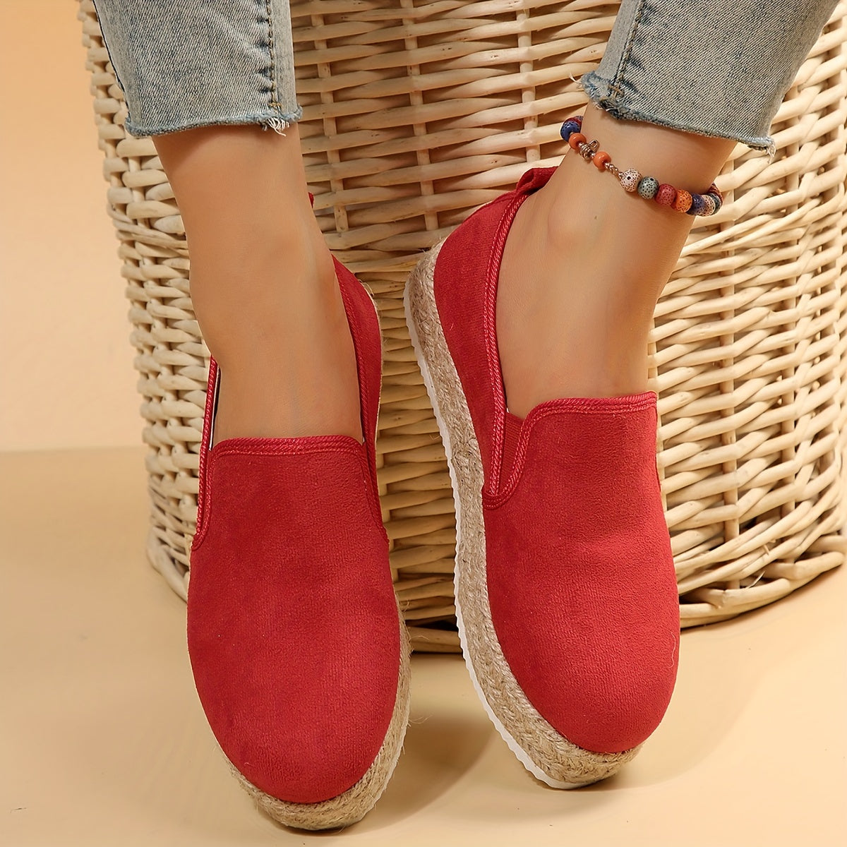 Women's Platform Espadrille Loafers Slip On Shoes