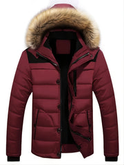 Men's Casual Cotton Padded Jacket with Removable Hood