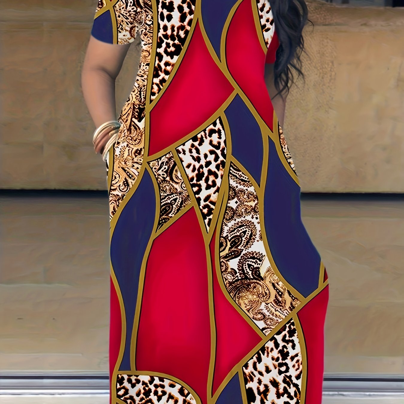  Tie Dye Print Maxi Dress with Pocket