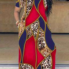  Tie Dye Print Maxi Dress with Pocket