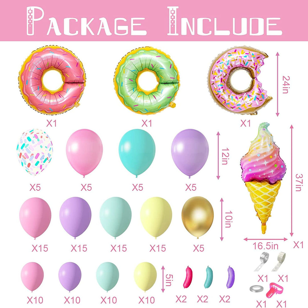 139pcs Pastel Donut Balloon Garland Arch Set Sweet One Birthday Party Decoration