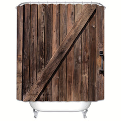 Rustic Wood Shower Curtain Waterproof Fabric Bath Decor