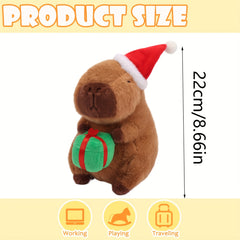 66in Christmas Capybara Plush Toy with Santa Hat, Gift Simulation Anime Doll