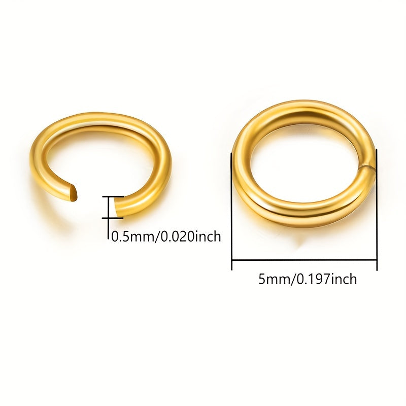 200pcs Gold Stainless Steel Open Jump Rings for DIY Jewelry Making