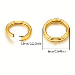 200pcs Gold Stainless Steel Open Jump Rings for DIY Jewelry Making