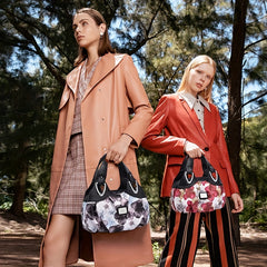 Floral Print Satchel Purse for Women - Faux Leather Work Bag