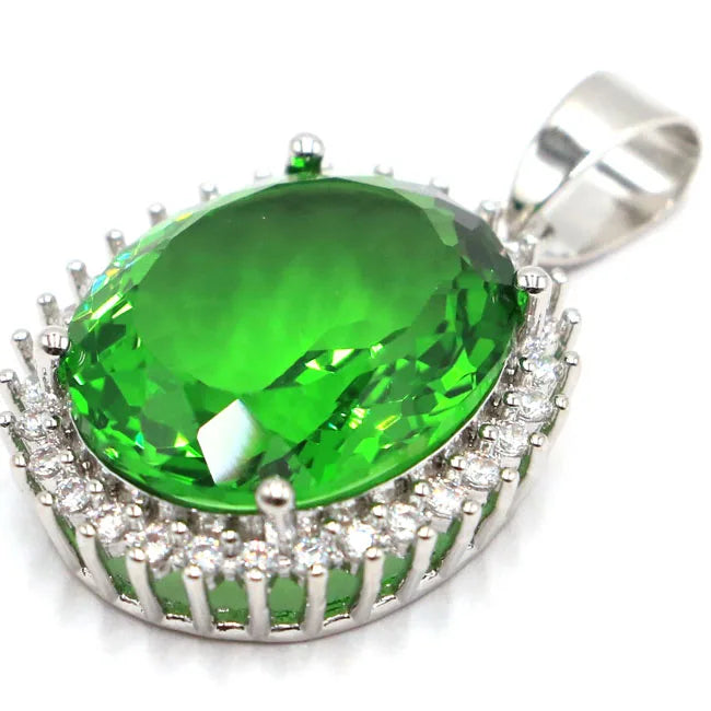 6g 925 Sterling Silver Pendant Pink Morganite Green Tsavorite Garnet Red Ruby CZ