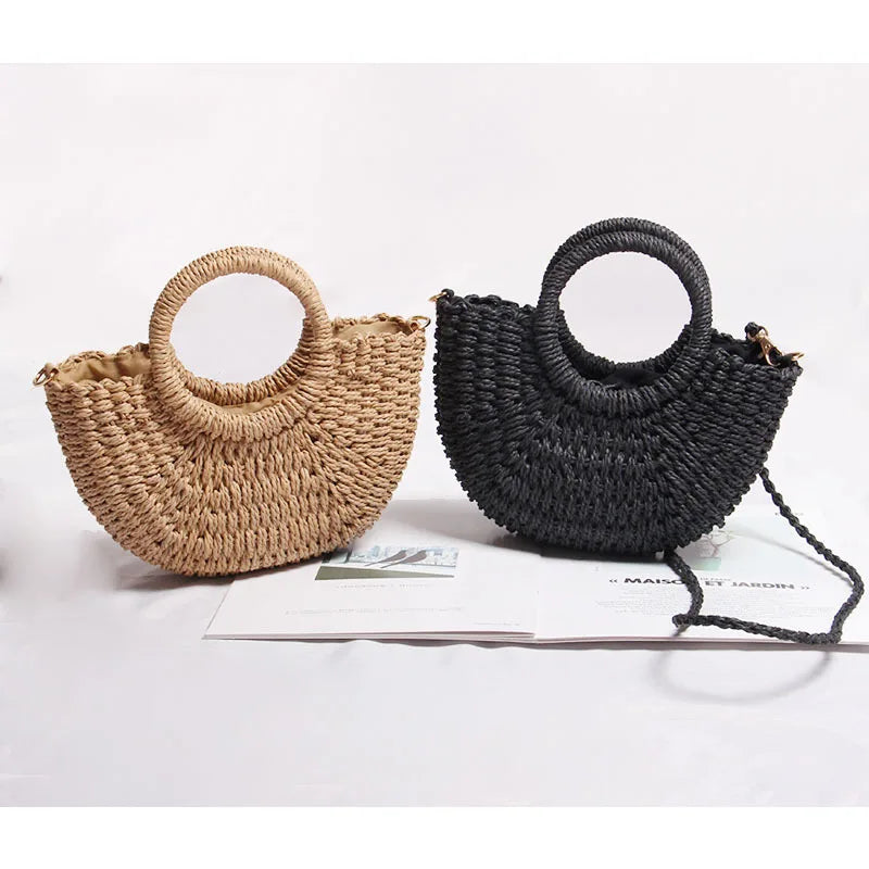 Woven Crossbody Straw Bag Summer Beach Vacation Bag