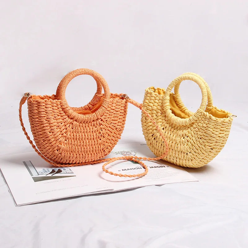Woven Crossbody Straw Bag Summer Beach Vacation Bag