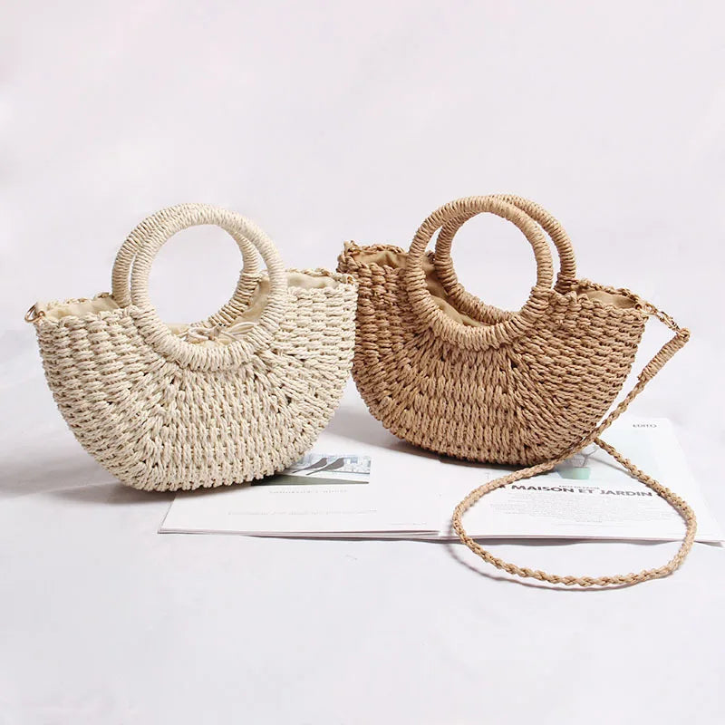 Woven Crossbody Straw Bag Summer Beach Vacation Bag