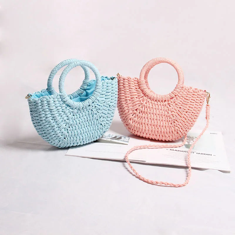 Woven Crossbody Straw Bag Summer Beach Vacation Bag