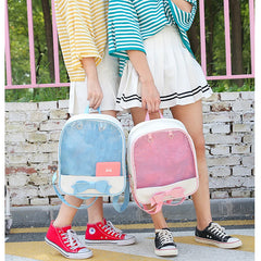 Clear Women Backpack Japanese School Bag Teenage Girls Bookbag Bow