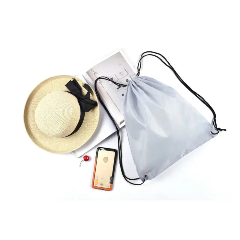 7 Colors Drawstring Bags Sports Waterproof Backpack Gray Fluorescent Green