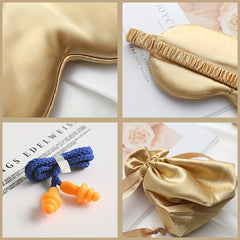 3pcs Set Soft Blackout Eye Mask With Bag & Earplugs