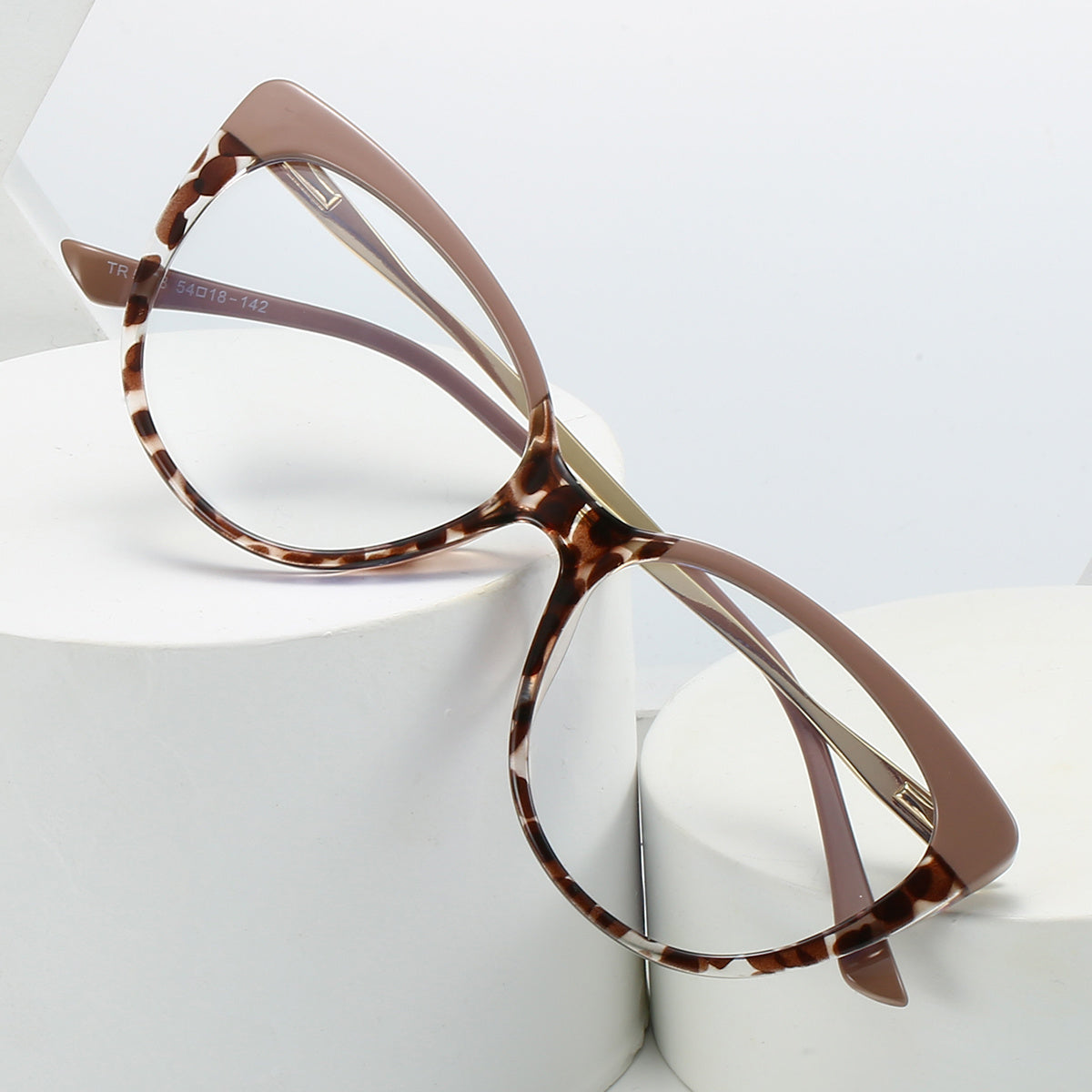 Leopard Cat Eye Retro Glasses with Metal Temple