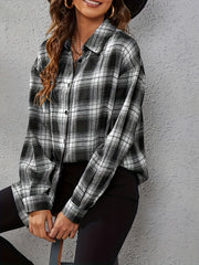  Plaid Button-Up Blouse