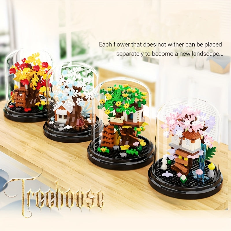 Four Seasons Tree House Small Building Blocks Ornament