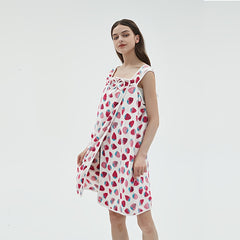 Strawberry Pattern Wearable Bath Towel Bath Skirt For Women