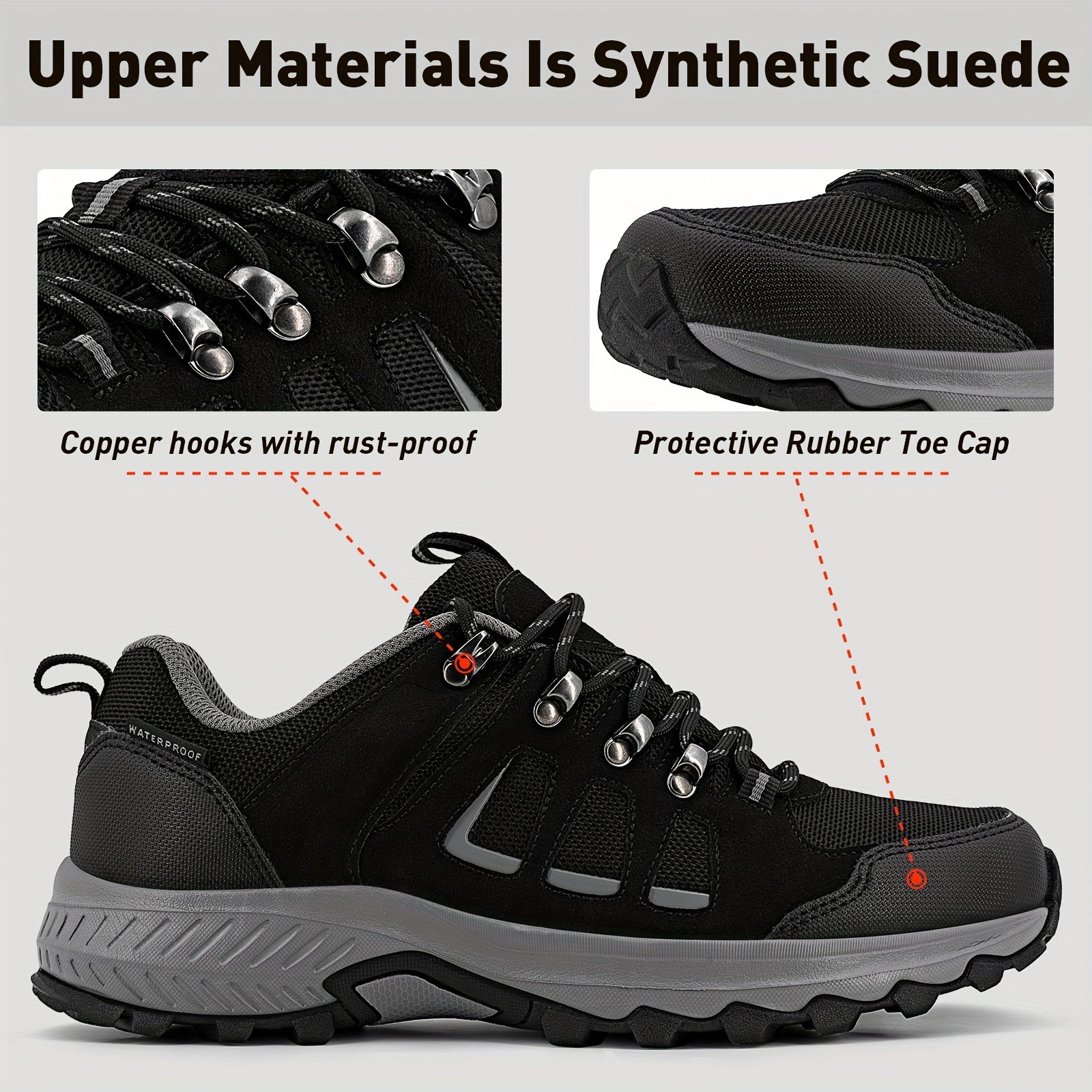 Men's Durable Hiking Boots Non Slip Lace Up Shoes For Outdoor Activities