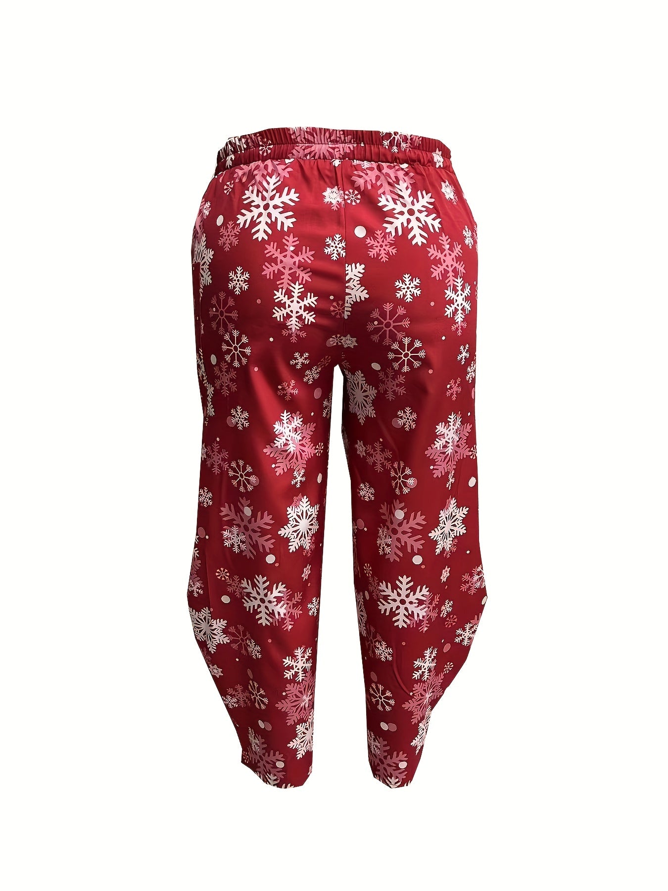 Women's Plus Santa Claus & Reindeer Print Wide Leg Pants
