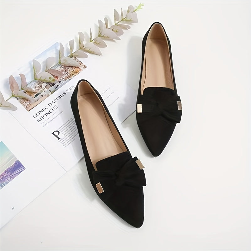 Women's Bowknot Flat Shoes Pointed Toe Slip On Office Work Shoes